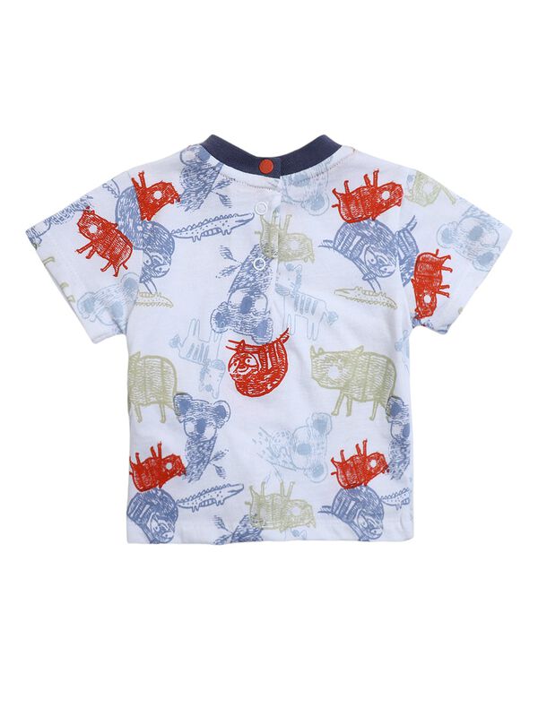 Boys Medium Blue Printed T-Shirt with Short Pants image number 1